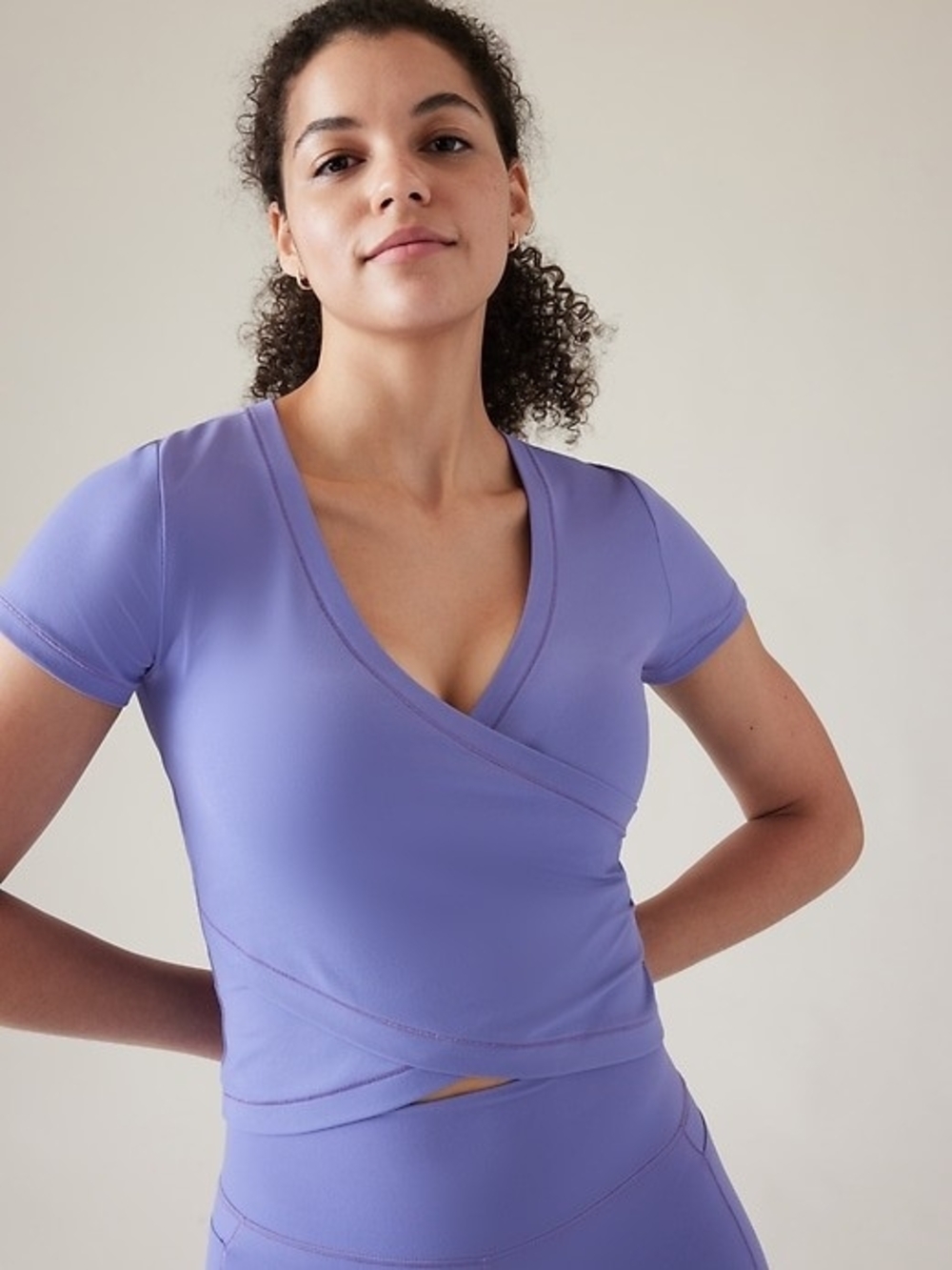 Athleta Lilac Wrap Short Sleeve Top